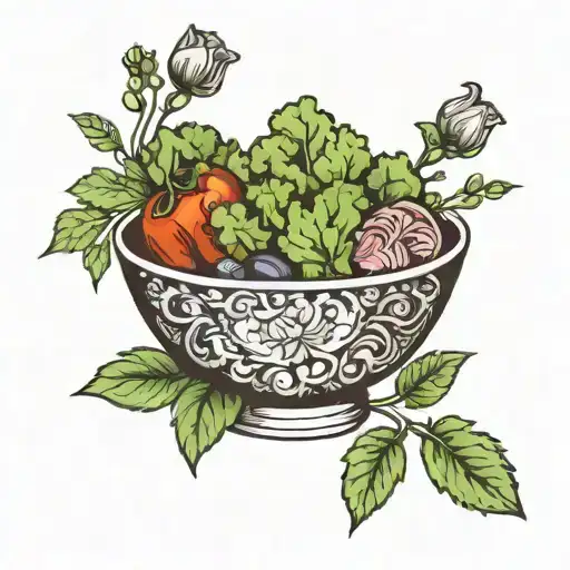 salad bowl made of simple tattoo design idea