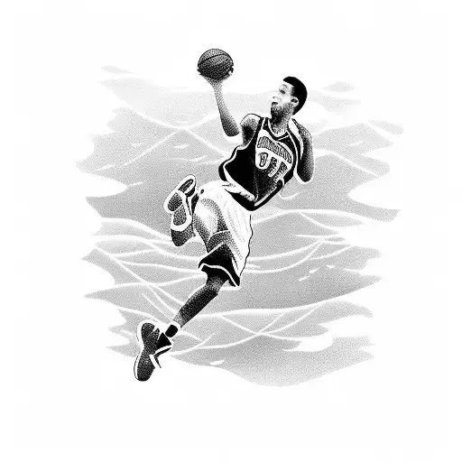 Basketball player diving into the ocean tattoo design idea