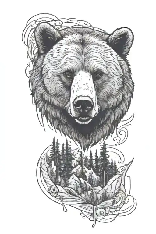 grizzly bear head tattoo design idea