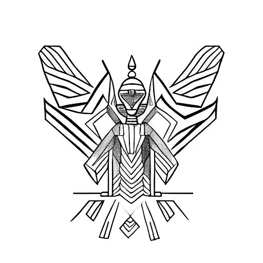 A minimalist tattoo of a sphinx with a techno twist tattoo design idea