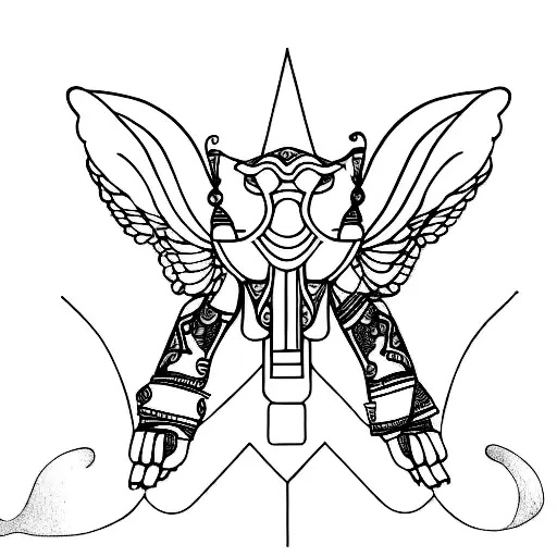 A minimalist tattoo of a sphinx with a techno twist tattoo design idea