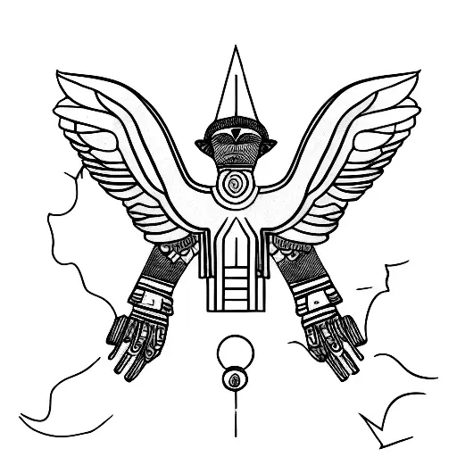 A minimalist tattoo of a sphinx with a techno twist tattoo design idea