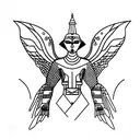 A minimalist tattoo of a sphinx with a techno twist tattoo design idea
