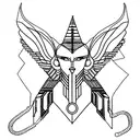 A minimalist tattoo of a sphinx with a techno twist tattoo design idea