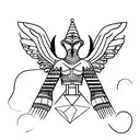 A minimalist tattoo of a sphinx with a techno twist tattoo design idea