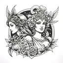 athena aphrodite and hera tattoo design idea