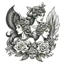 athena aphrodite and hera tattoo design idea