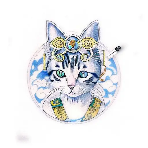 Realistic portrait of a cat wearing a Sailor Moon costume tattoo design idea