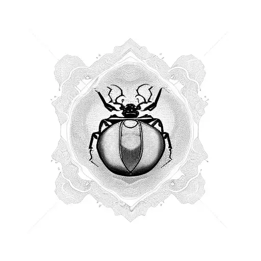 crystal ball and beetle tattoo design idea