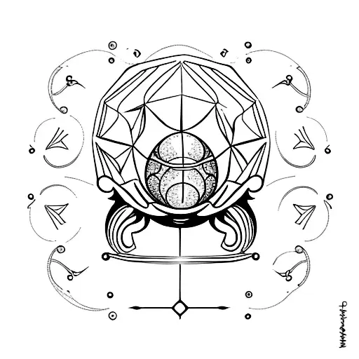 crystal ball and beetle tattoo design idea