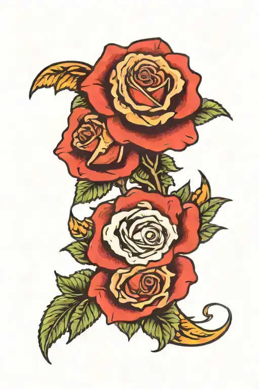Two R's in the middle of double roses  tattoo design idea