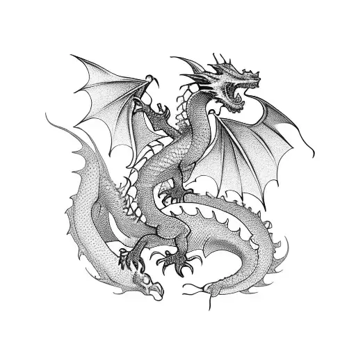 Pile of books with a dragon sitting on it tattoo design idea