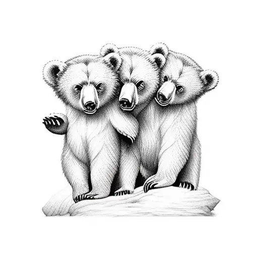 bear with 2 cubs. family oriented  tattoo design idea