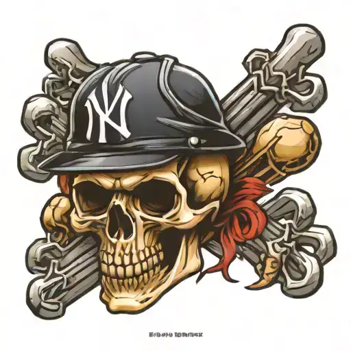 Yankees skull and crossbones tattoo design idea