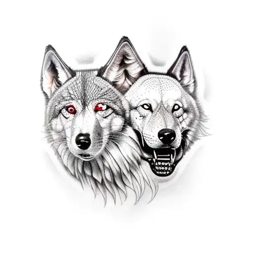 Lobo y mujer tattoo design idea