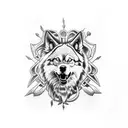 Lobo y mujer tattoo design idea