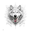Lobo y mujer tattoo design idea