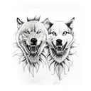 Lobo y mujer tattoo design idea