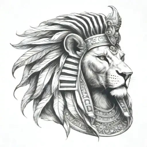 lion Egyptian pharaoh   tattoo design idea