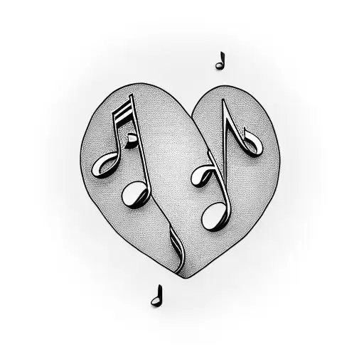 Musical notes forming the shape of a heart tattoo design idea