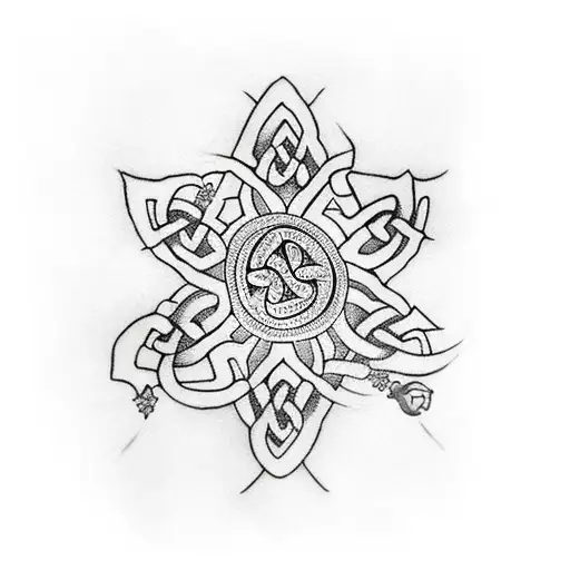 Celtic band with geometric tattoo design idea