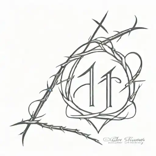 A minimalist tattoo of the number 111 intertwined with a crown of thorns, representing faith and spirituality tattoo design idea