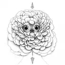 zinnia with stem tattoo design idea
