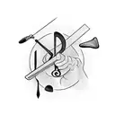 Musical notes intertwined with a barber's razor tattoo design idea