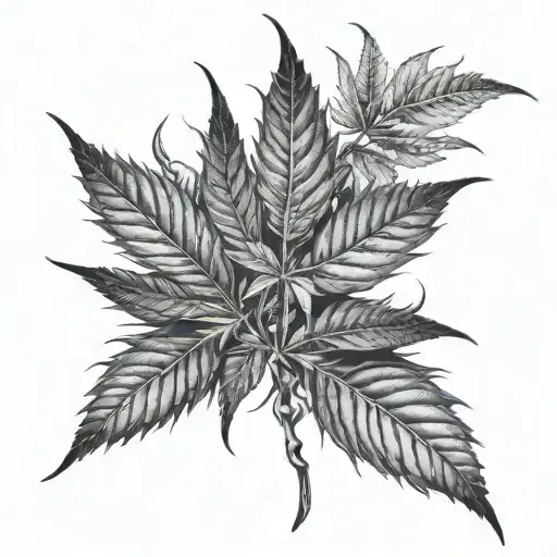 A cannabis leaf morphing into a freaky monster tattoo design idea