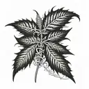A cannabis leaf morphing into a freaky monster tattoo design idea