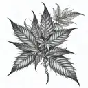 A cannabis leaf morphing into a freaky monster tattoo design idea