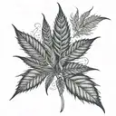 A cannabis leaf morphing into a freaky monster tattoo design idea