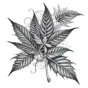 A cannabis leaf morphing into a freaky monster tattoo design idea
