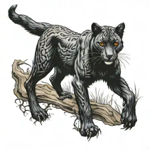 Fox Full Body black panther tattoo design idea
