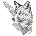 Fox in Mountain landscape black grey tattoo tattoo design idea