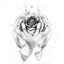 prayer hands with rose tattoo design idea