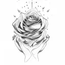prayer hands with rose tattoo design idea