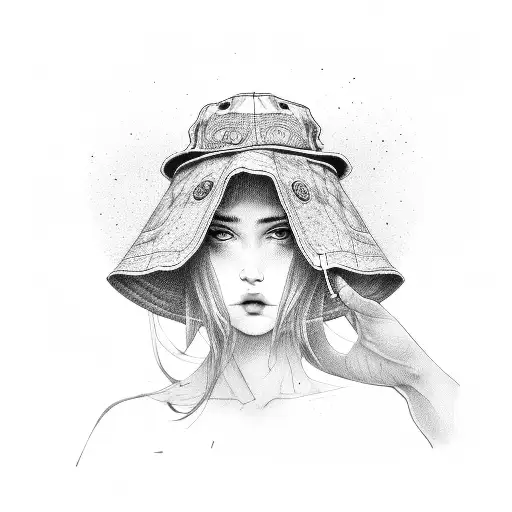 pepper smoking and wearing a bucket hat tattoo design idea