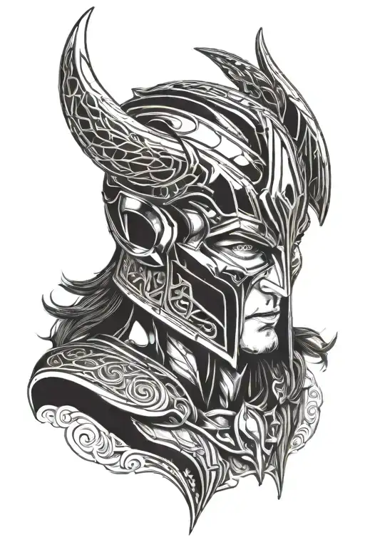 loki marvel helmet adorned tattoo design idea