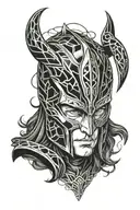 loki marvel helmet adorned tattoo design idea
