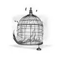 fire with cage tattoo design idea