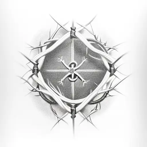 Cross with crown of thorns tattoo design idea