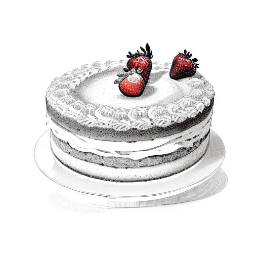 a little cake with a strawberry tattoo design idea