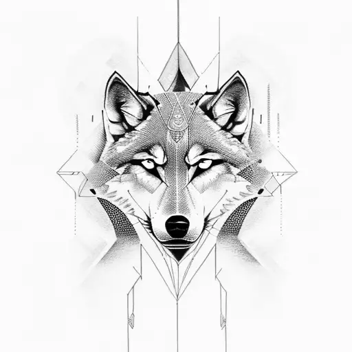 Binary code intertwined with wolf silhouette tattoo design idea