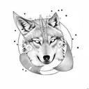 Binary code intertwined with wolf silhouette tattoo design idea