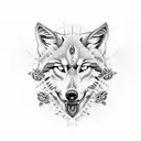 Binary code intertwined with wolf silhouette tattoo design idea