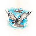 Create a traditional tattoo featuring a falcon soaring through a forest, representing the freedom and power of both nature and engineering tattoo design idea