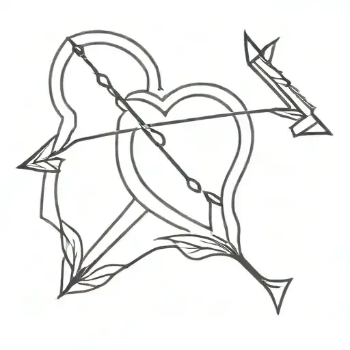 bow and arrow hearts one heart tattoo design idea