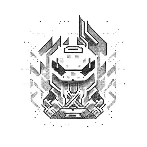 A pixelated video game character executing a jiu-jitsu move tattoo design idea