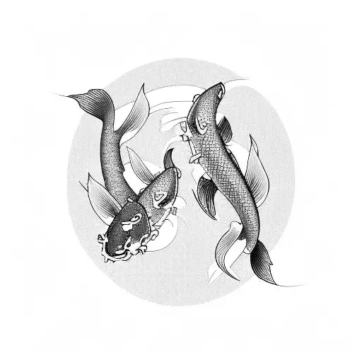 two koi fish Japanese  tattoo design idea